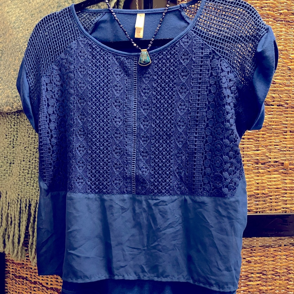Cute royal blue Xhilaration top with boho flair. Necklace & jacket not included.